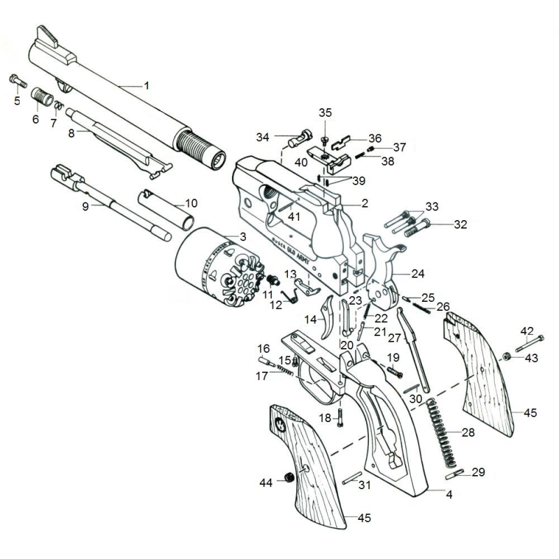 Ruger Old Army exploded view